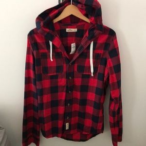 Hollister hooded button down shirt NWT